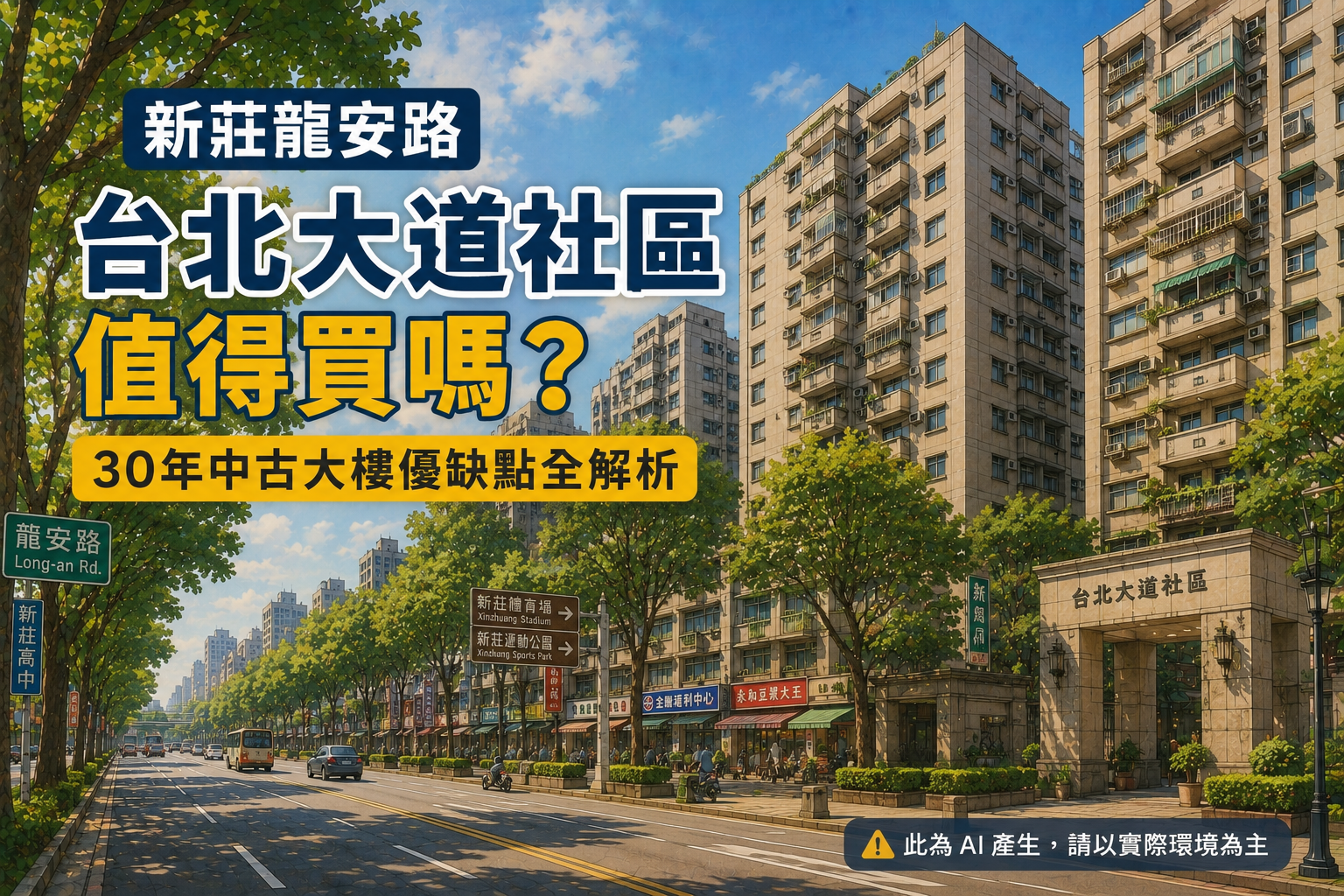 新莊龍安路台北大道值得買嗎?30年中古大樓優缺點、商圈行情與自住價值完整解析