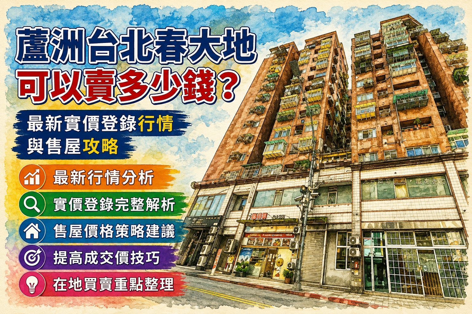 蘆洲台北春大地可以賣多少錢？2026實價登錄行情與屋主開價攻略