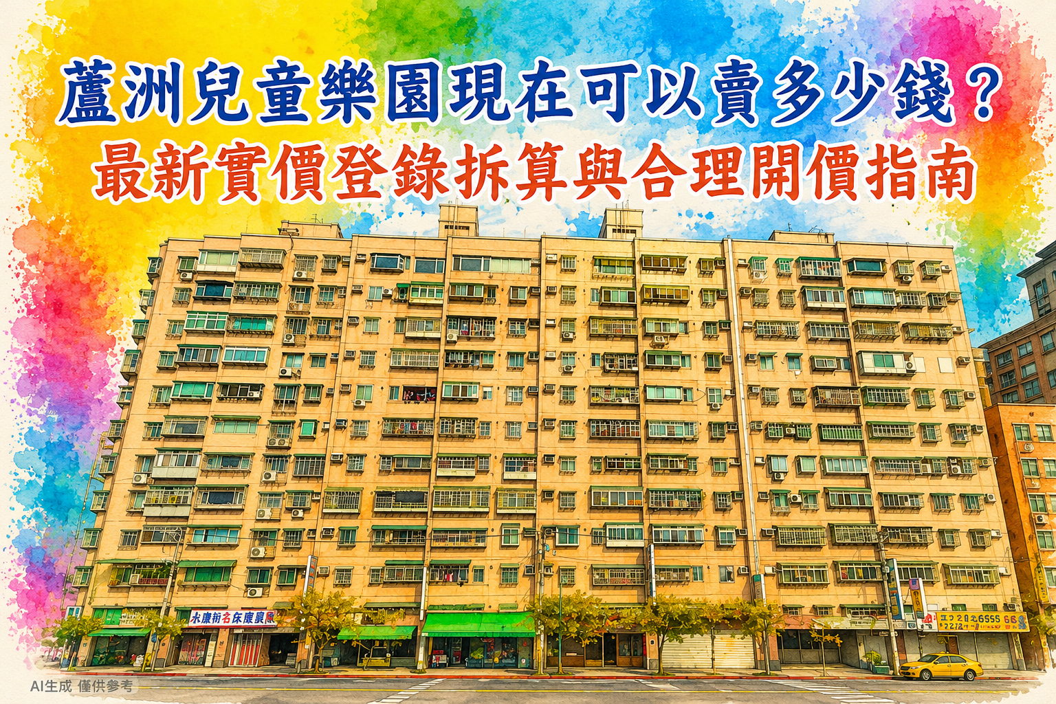 蘆洲兒童樂園現在可以賣多少錢?最新實價登錄拆算與合理開價指南|蘆洲永康街環堤大道賣房開價策略