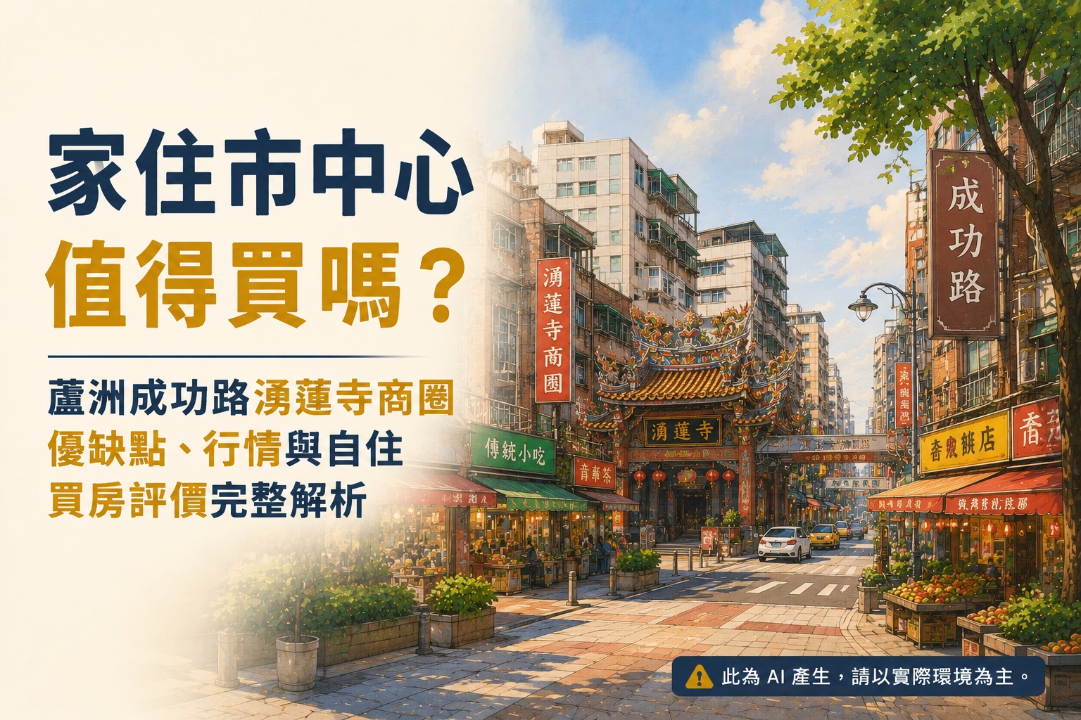 家住市中心值得買嗎?蘆洲成功路湧蓮寺商圈優缺點、行情與自住買房評價完整解析
