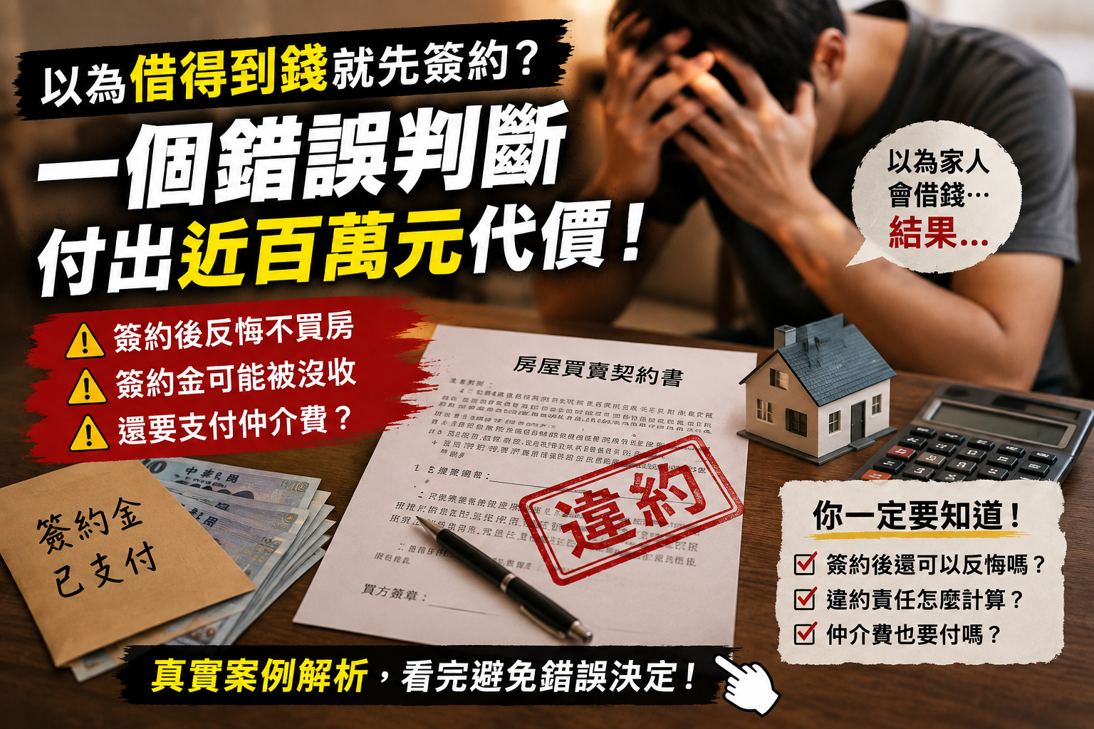 【真實案例】以為借得到錢就先簽約？一個錯誤判斷，讓買方付出沉重代價