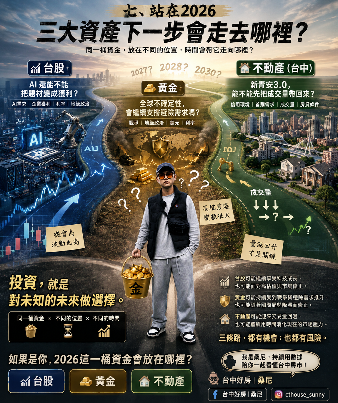 《台灣三大資產：股票、黃金、不動產(台中)，下一個五年你會選哪一個？》