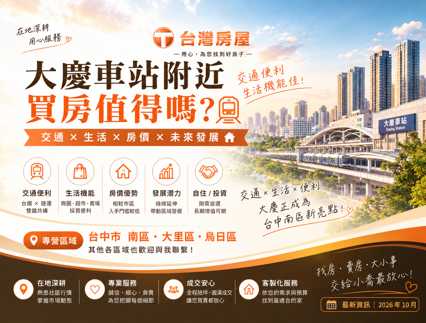 大慶車站附近買房值得嗎?台中南區交通、生活圈與房價一次分析