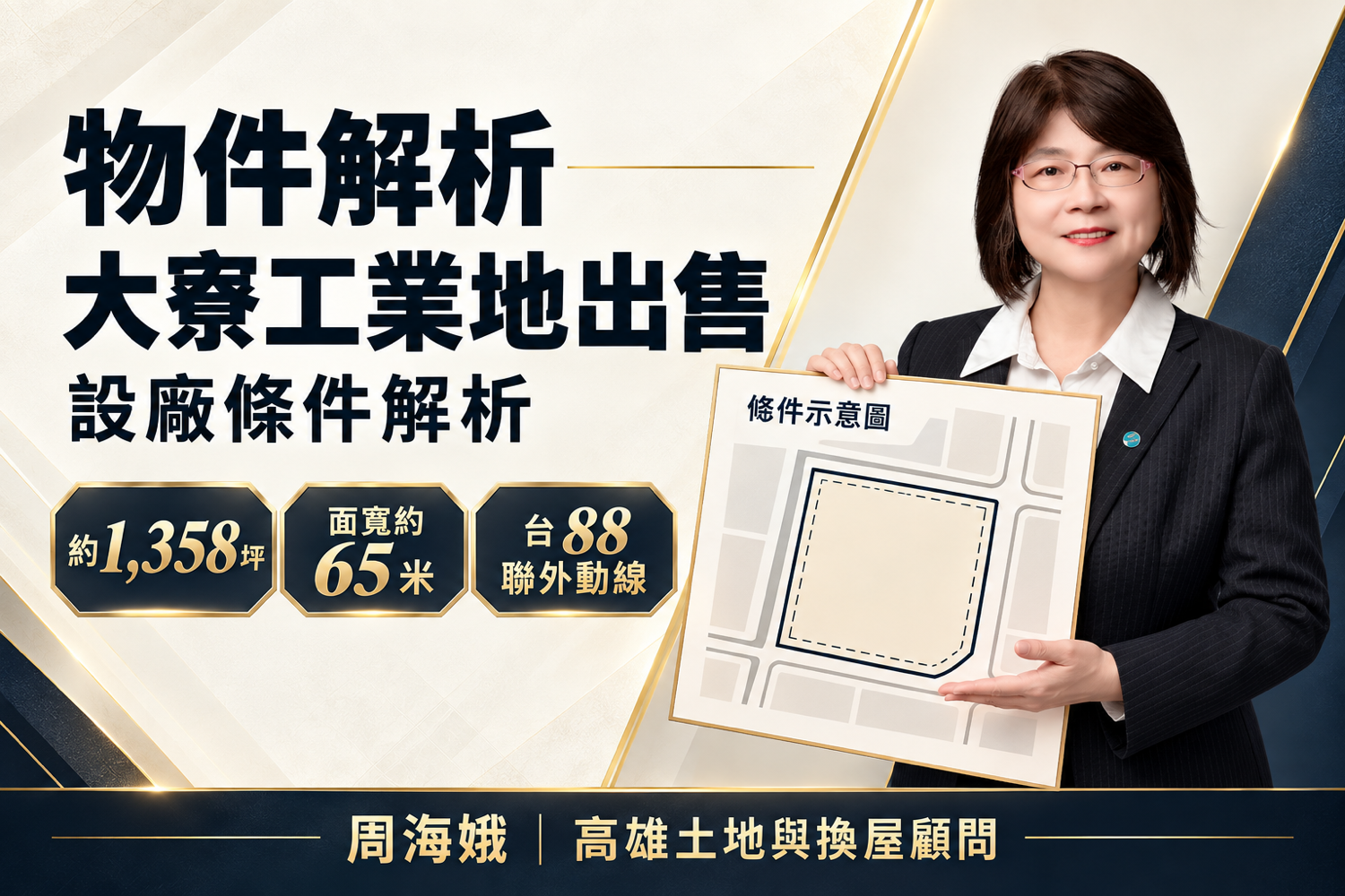 大寮工業地出售：高雄甲種工業用地 1,358 坪，65 米面寬與台 88 動線的設廠條件解析