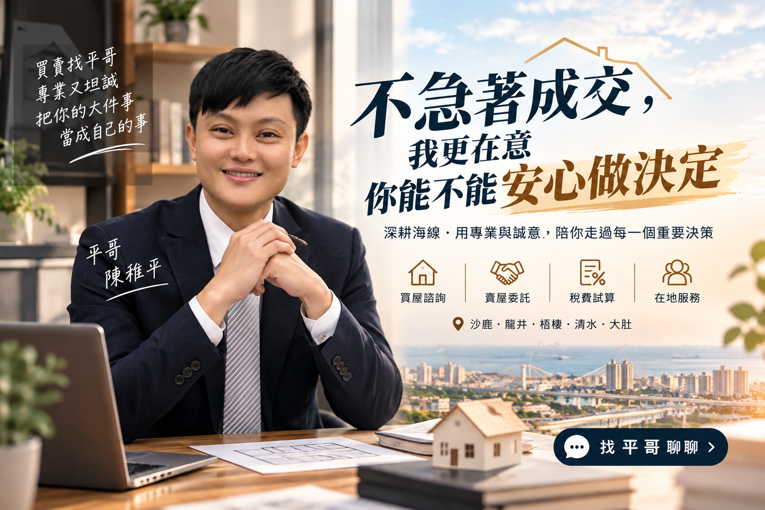 沙鹿房仲平哥｜不急著成交，陪你把買賣房子這件大事想清楚