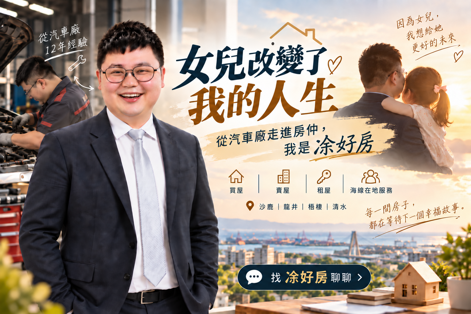 女兒改變了我的人生:從汽車廠走進房仲,我是凃好房