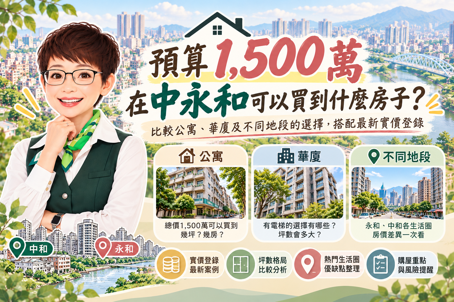 預算1,500萬，在中永和可以買到什麼房子？30年在地房仲解析公寓、華廈與生活圈選擇