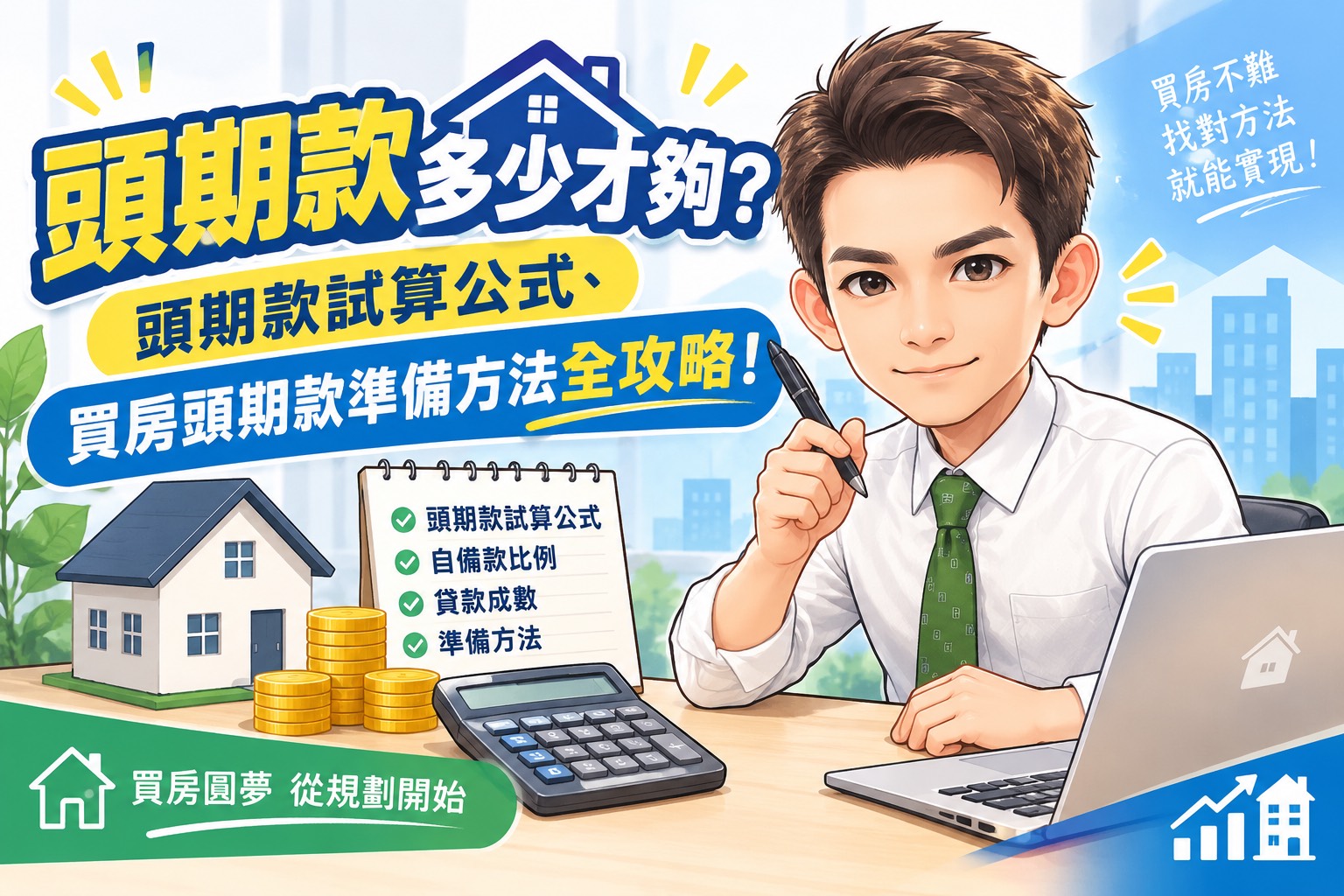 頭期款多少才夠?頭期款試算公式、買房子頭期款準備方法全攻略!