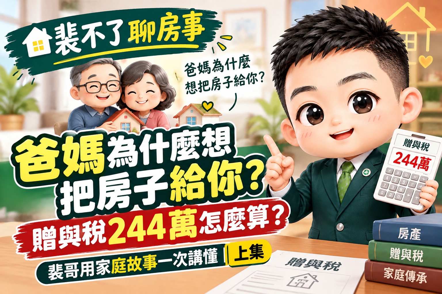裴不了聊房事-爸媽為什麼想把房子給你？上集贈與稅244萬怎麼算？裴哥用家庭故事一次講懂｜