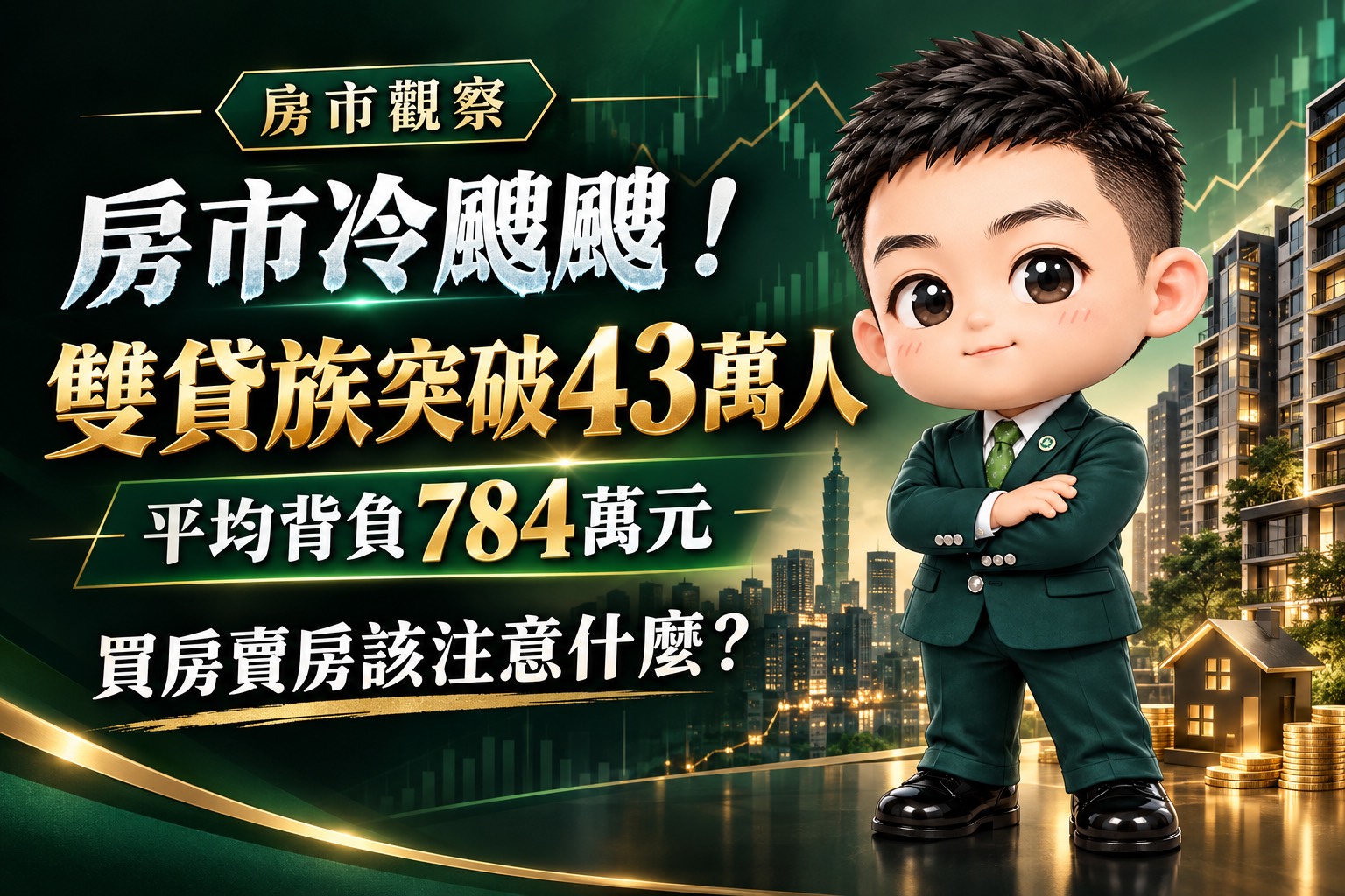 房市冷颼颼!雙貸族突破43萬人創新高,平均背負784萬元,買房賣房該注意什麼?
