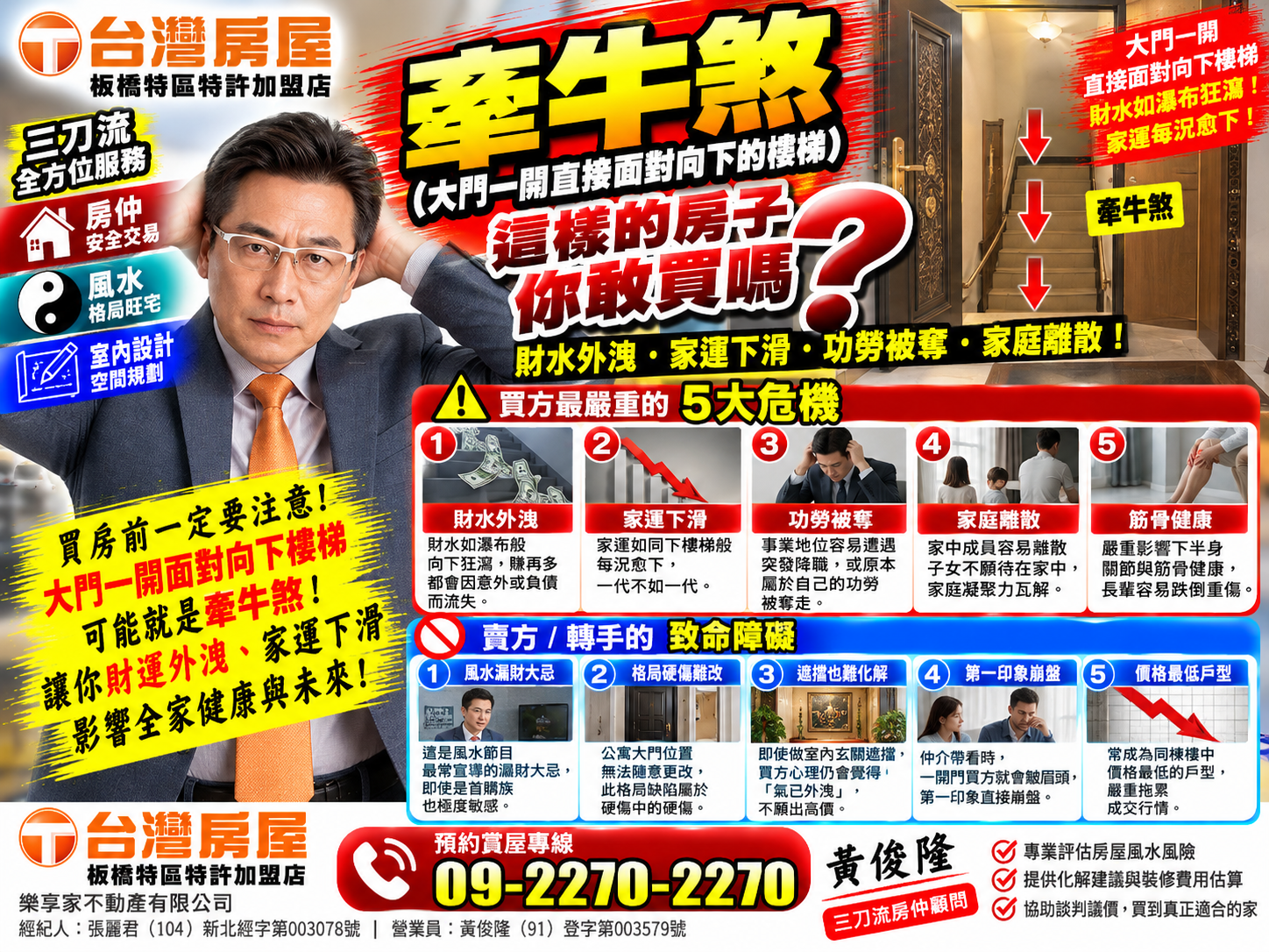 買房遇到「牽牛煞」能買嗎?大門對向下樓梯化解方法與隱藏議價秘訣大公開