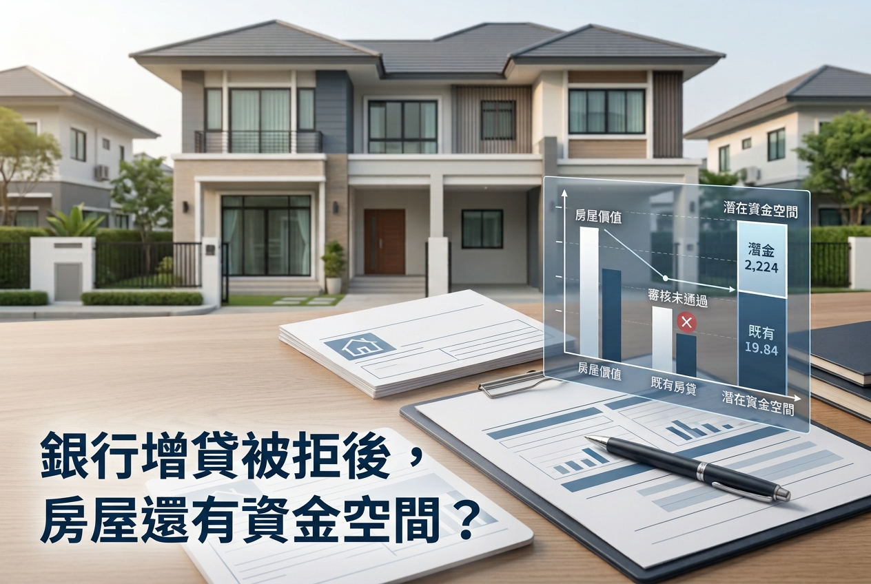 銀行增貸被拒後，房屋還有資金空間嗎？先看懂資金評估關鍵