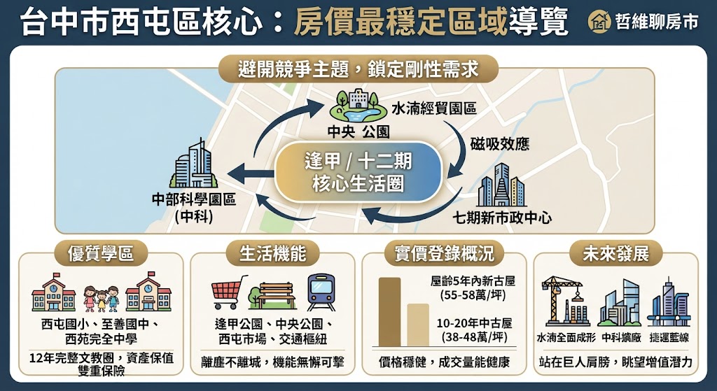 尋找房市中流砥柱:解密台中西屯區房價最穩定的核心聚落
